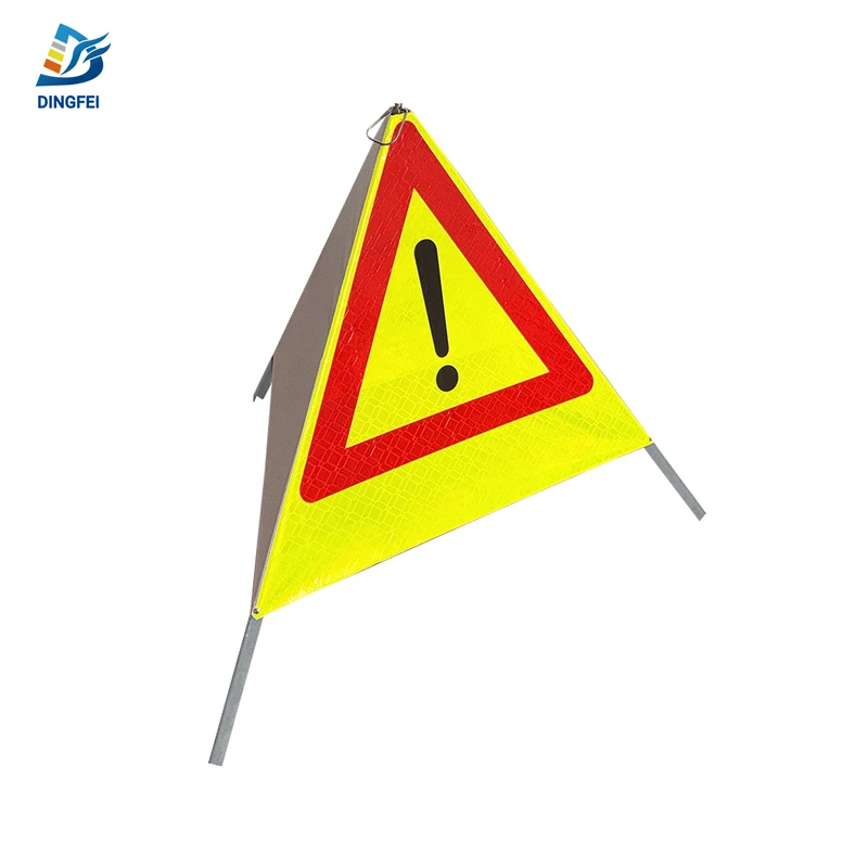 Fluorescent Yellow Warning Signal Reflective Folding Tripod Warning Sign 5 Fluorescent Yellow Warning Signal Reflective Folding Tripod Warning Sign 5